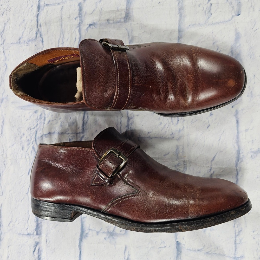 Wright Arch Preserver Monk Strap Shoes Men 7.5 Brown Leather Dress Shoe USA Made